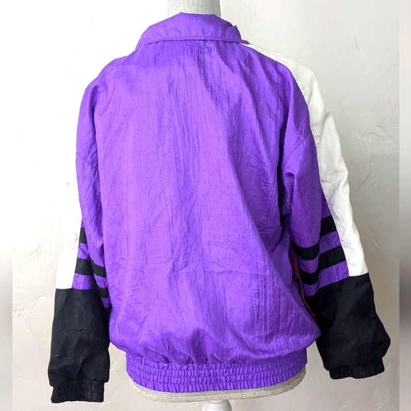 Vintage windbreaker jacket 1990s sports streetwear everyday purple geometric - Picture 5 of 6